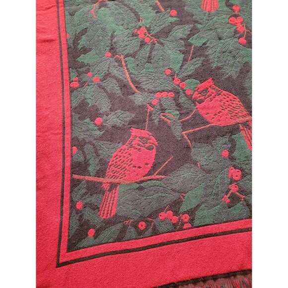 Bob Timberlake Holiday Red Cardinal Tapestry Throw Blanket 48x65 Vtg USA Navy - Picture 4 of 7